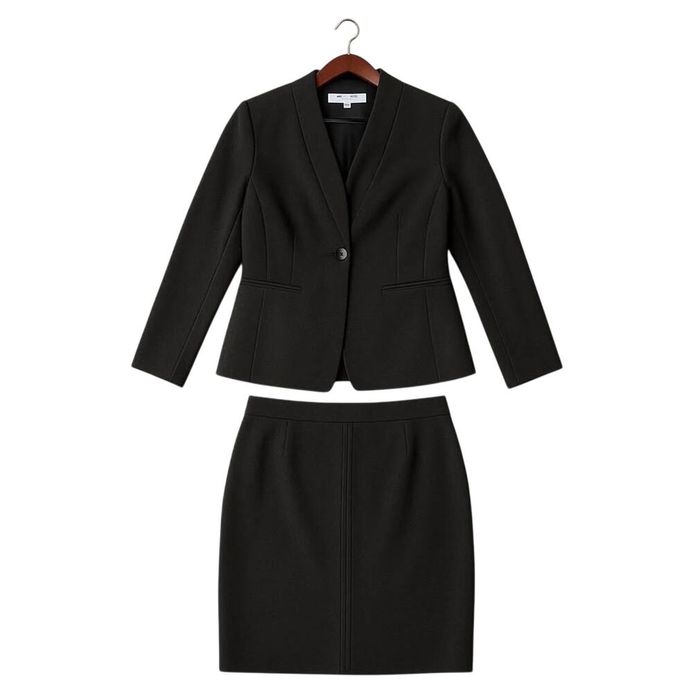 Antonio Melani Black Skirt Suit set Blazer Jacket Pencil Skirt, Career size 8